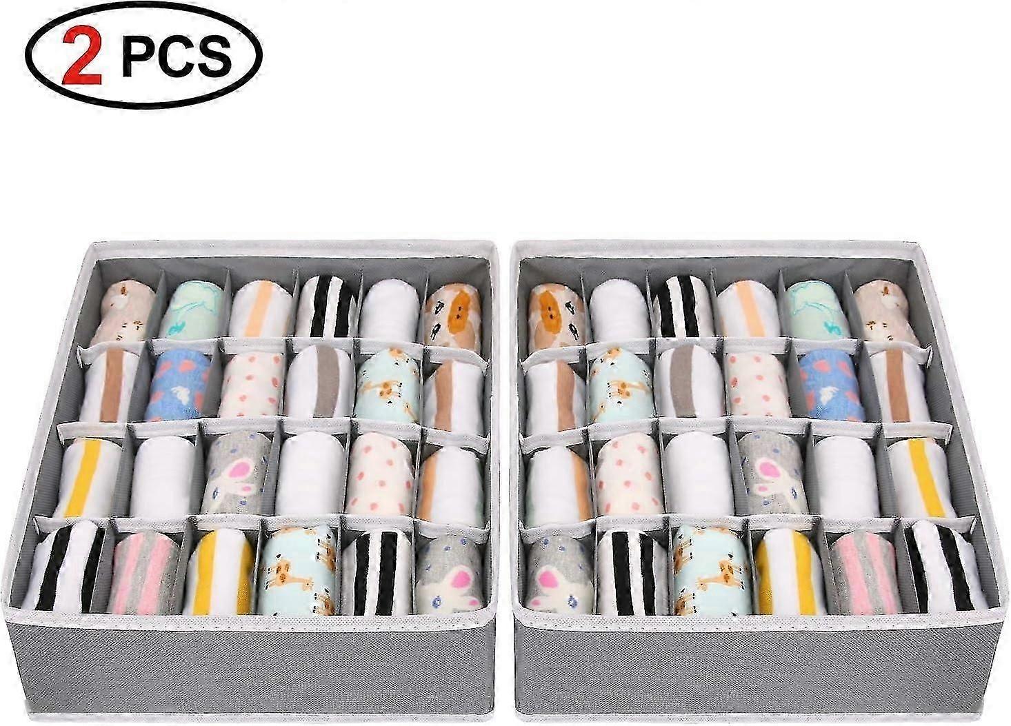 Bedside Table 2 Piece Storage Boxes for Underwear and Other Small Accessories 24 Cells Foldable Draw