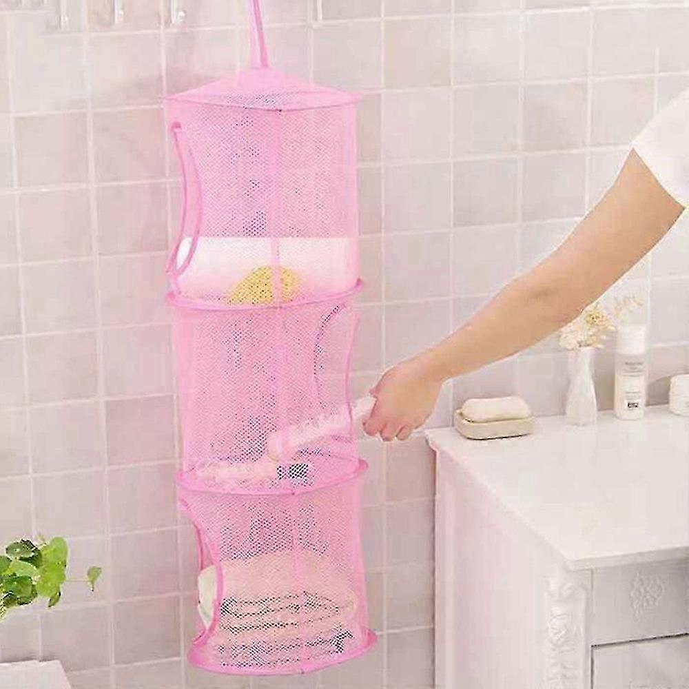 Hanging 3 Tier Layered Storage Bag Mesh Net Kids Toy Bedroom Bathroom Home Tidy Organizer
