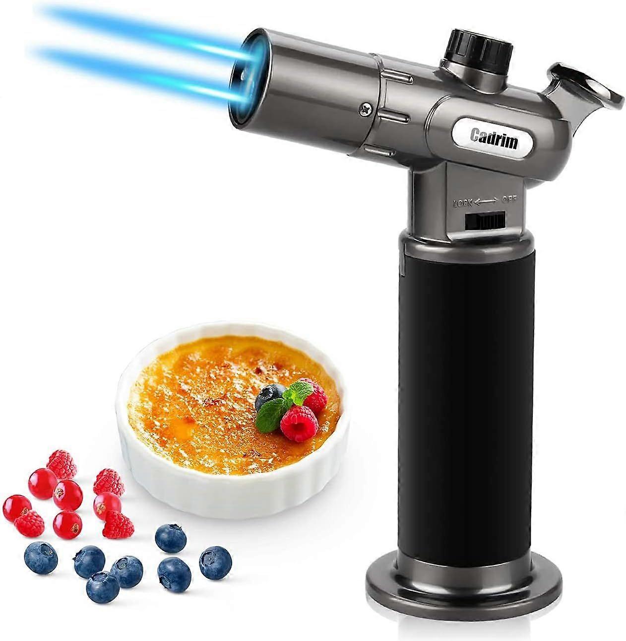Cadrim Butane Torch, Refillable Pro Culinary Blow Torch Double Fire Cooking Torch and Small Adjustable Flame Kitchen Torch