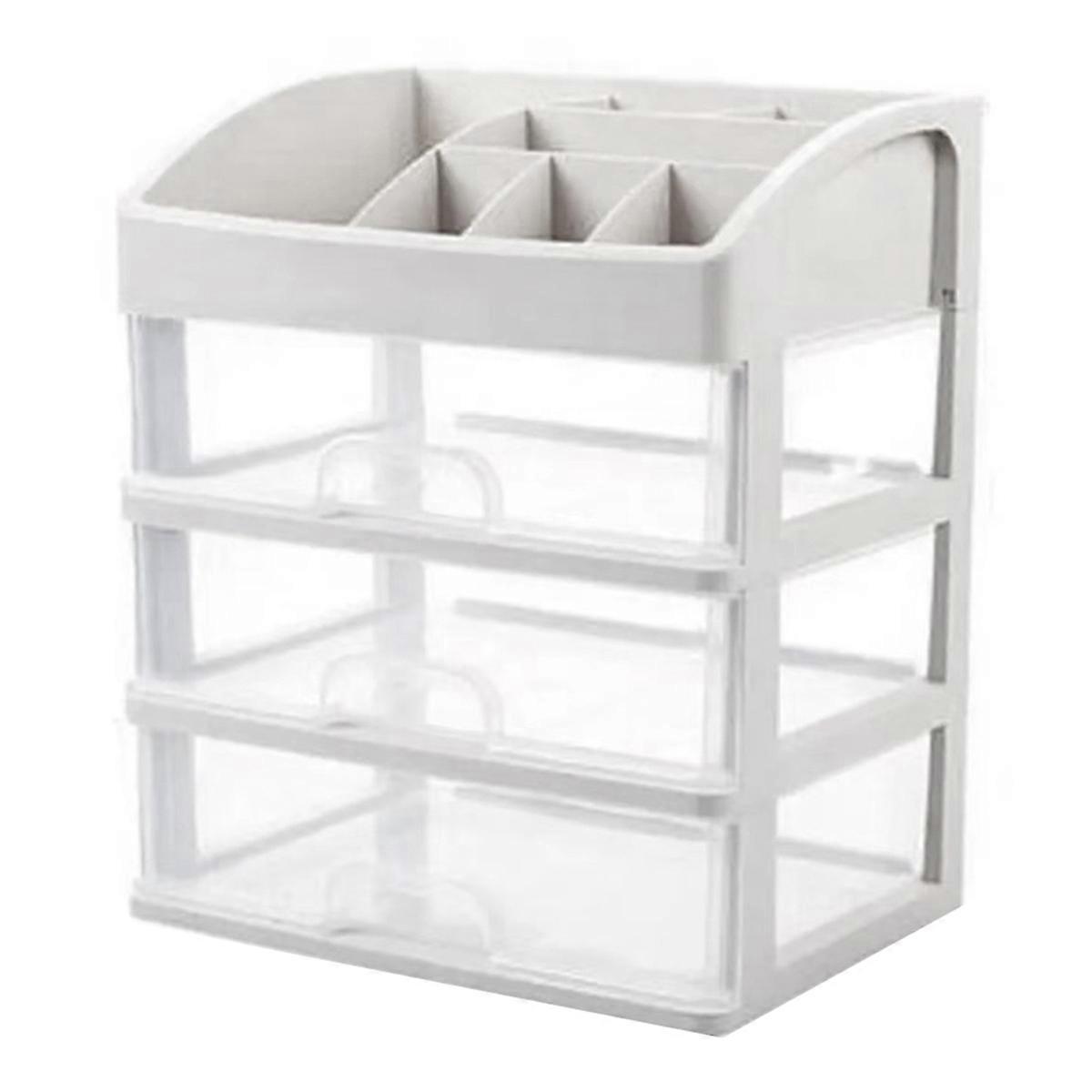 1pc Transparent Plastic Four Layer Three Drawer Desktop Drawer Style Cosmetic Storage Box Dressing