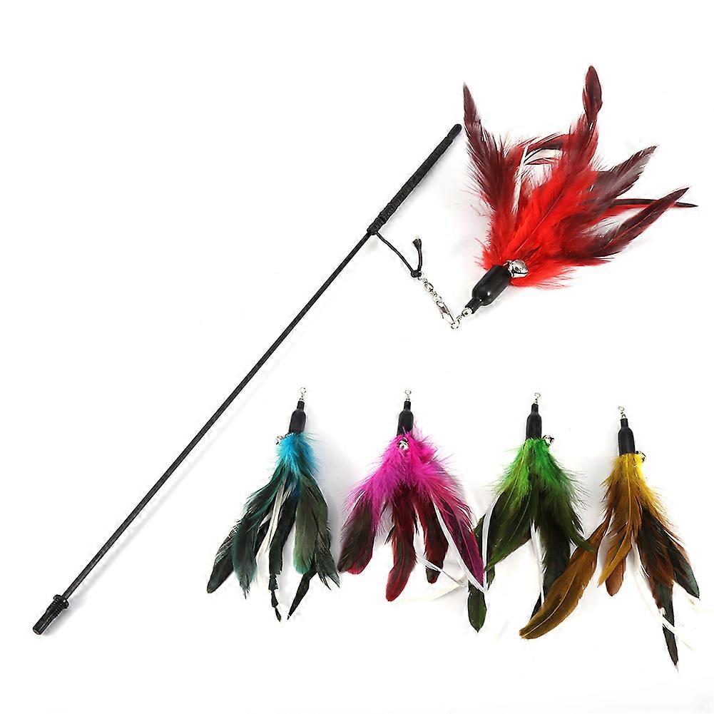 6Pcs Cat Funny Wand Feather Bendable High Toughness Elastic Exerciser Set Interactive Toys