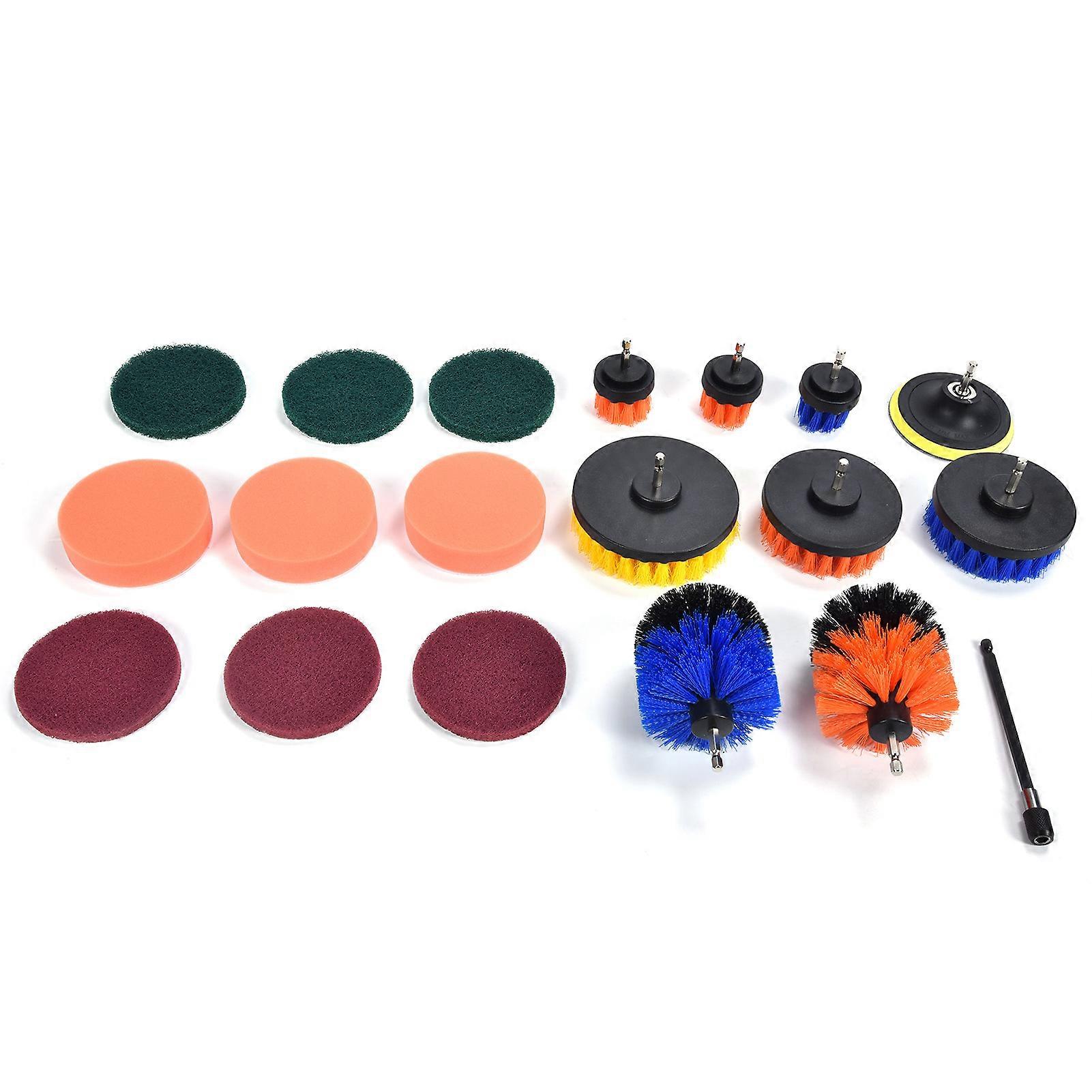 19PCS Drill Brush Kit with Nylon & Sponge Pads for Wall Cleaning