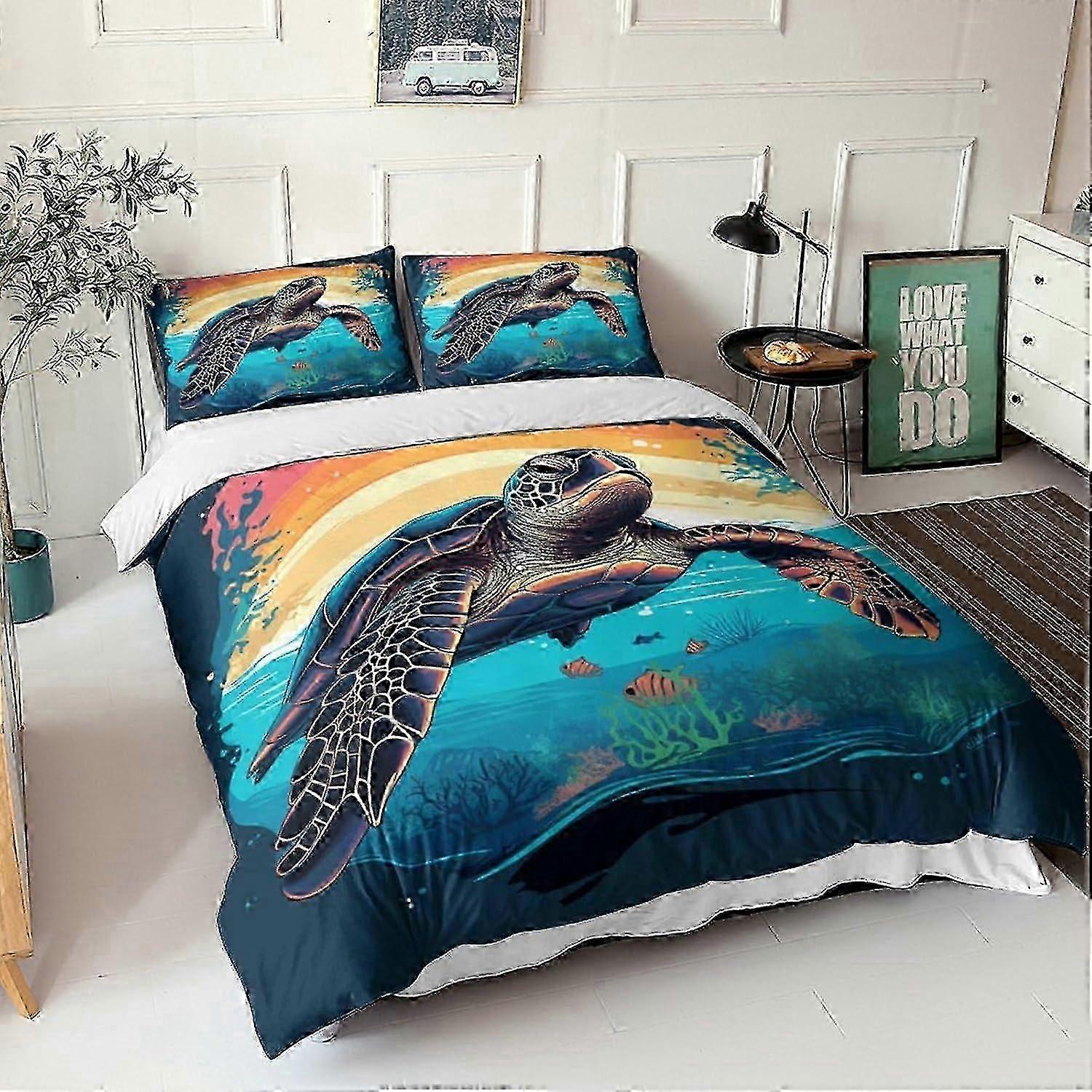 J498 ملاءات السرير غطاء لحاف السلحفاة مجموعة الفراش المصنوعة من الألياف الدقيقة ، غطاء لحاف الفن 3D الطباعة ، مع إغلاق سحاب ، غطاء لحاف ناعم بالنسبة لي