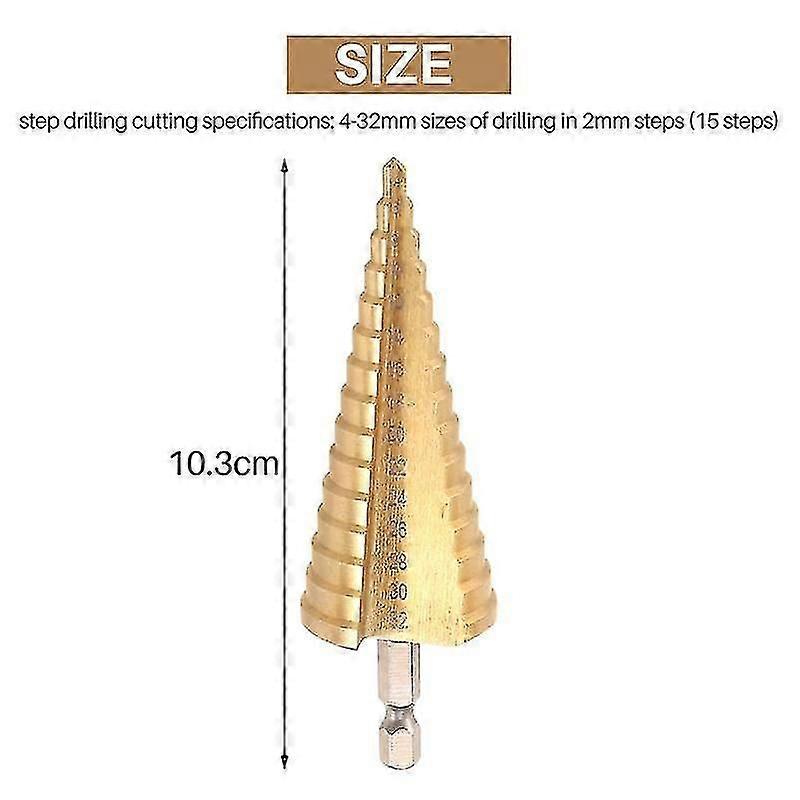 Hss Drill Step Drill Tapered Titanium 1/4 Hexagonal Rod For Drilling Screwdriver 4-32mm