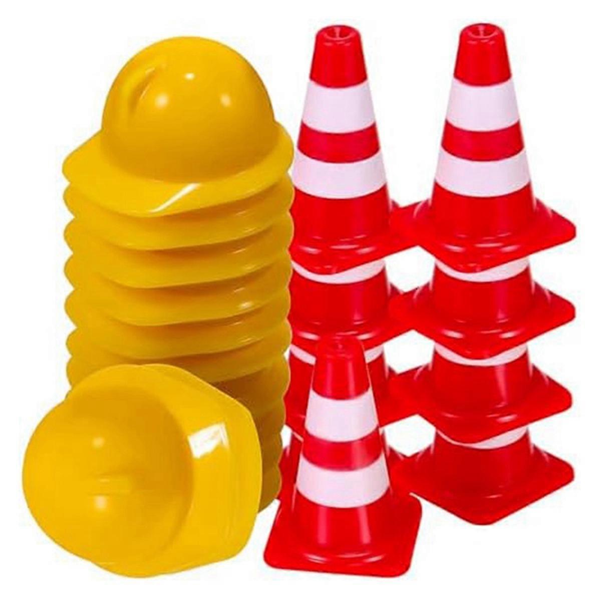 50Pcs Mini Traffic Cones with 50Pcs Mini Hard Hat
