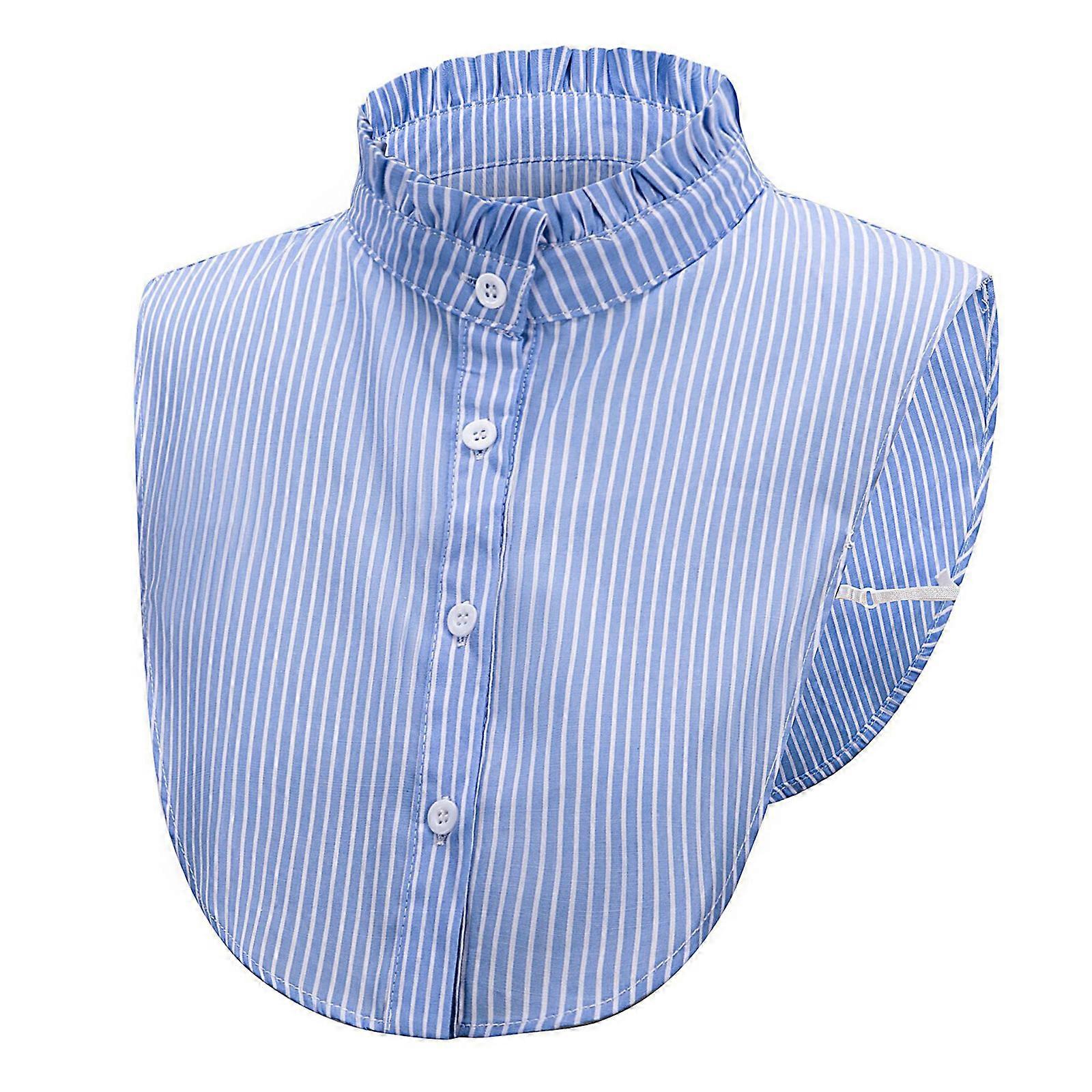 Comfortable Stripe Collar Trendy Detachable Collar Business Casual Collar for Everyday Look Blue