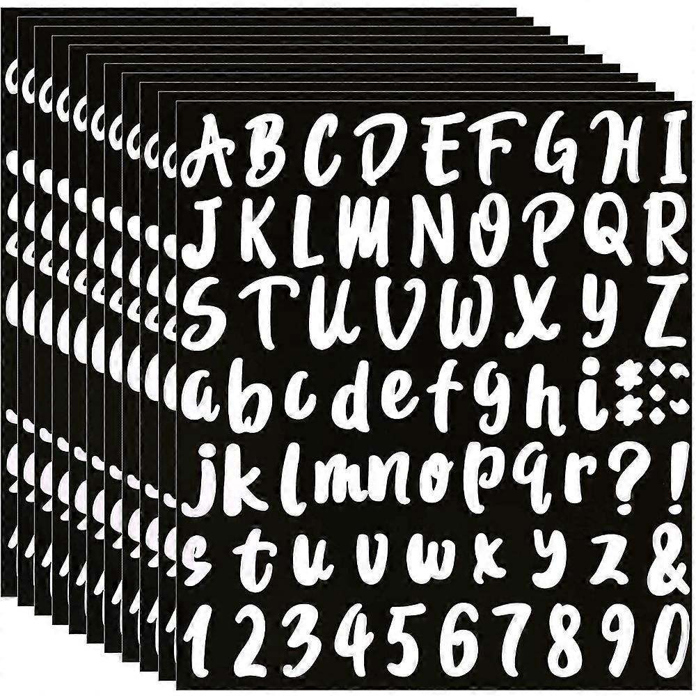 10 Sheets Letter Number Stickers for Mailbox, Door (White, 1 Inch)