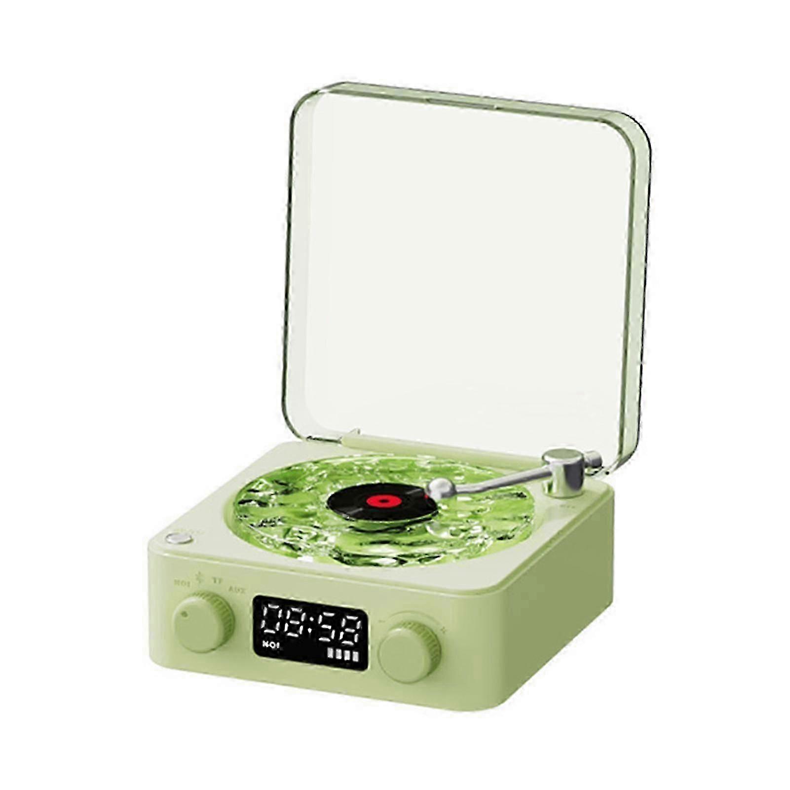 White Noise Machine with Night Lamp Retro Record Player Shaped Rechargeable Bluetooth-compatible Speaker Desktop Alarm Clock