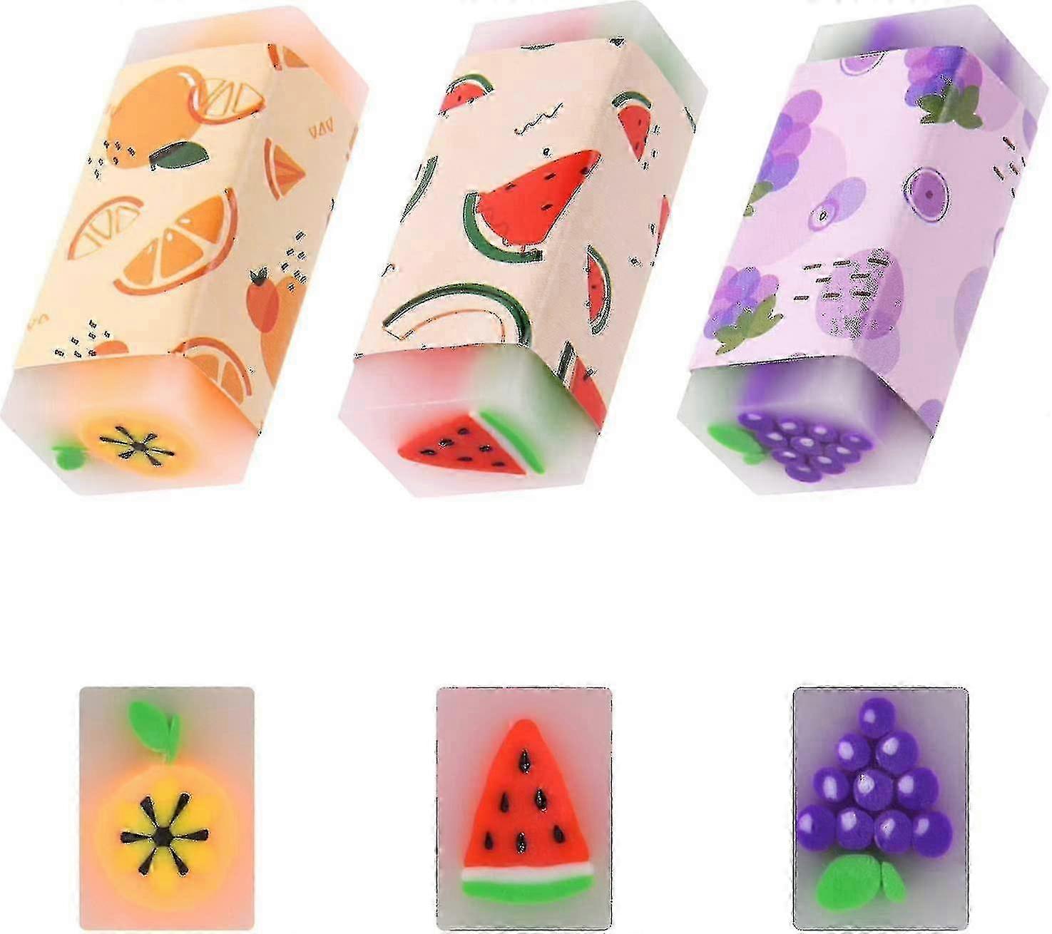 3-Piece Fruit-Scented Eraser Set - 'I For' Collection