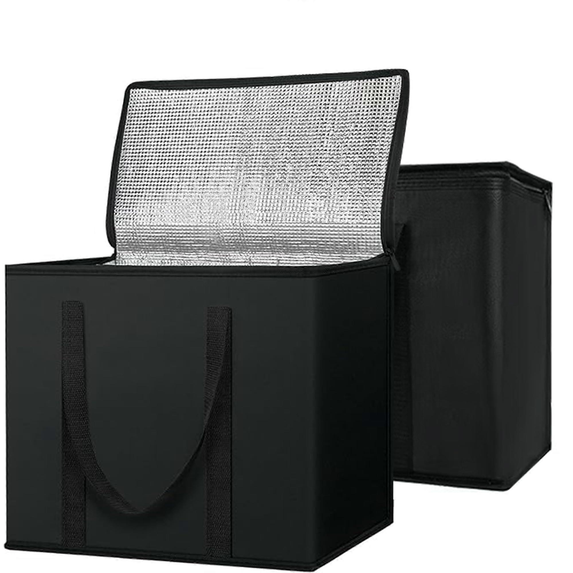 2 Pack Insulated Collapsible Cooler Bags for Food Delivery and Grocery Shopping, Large Size, Durable Material, Easy Storage