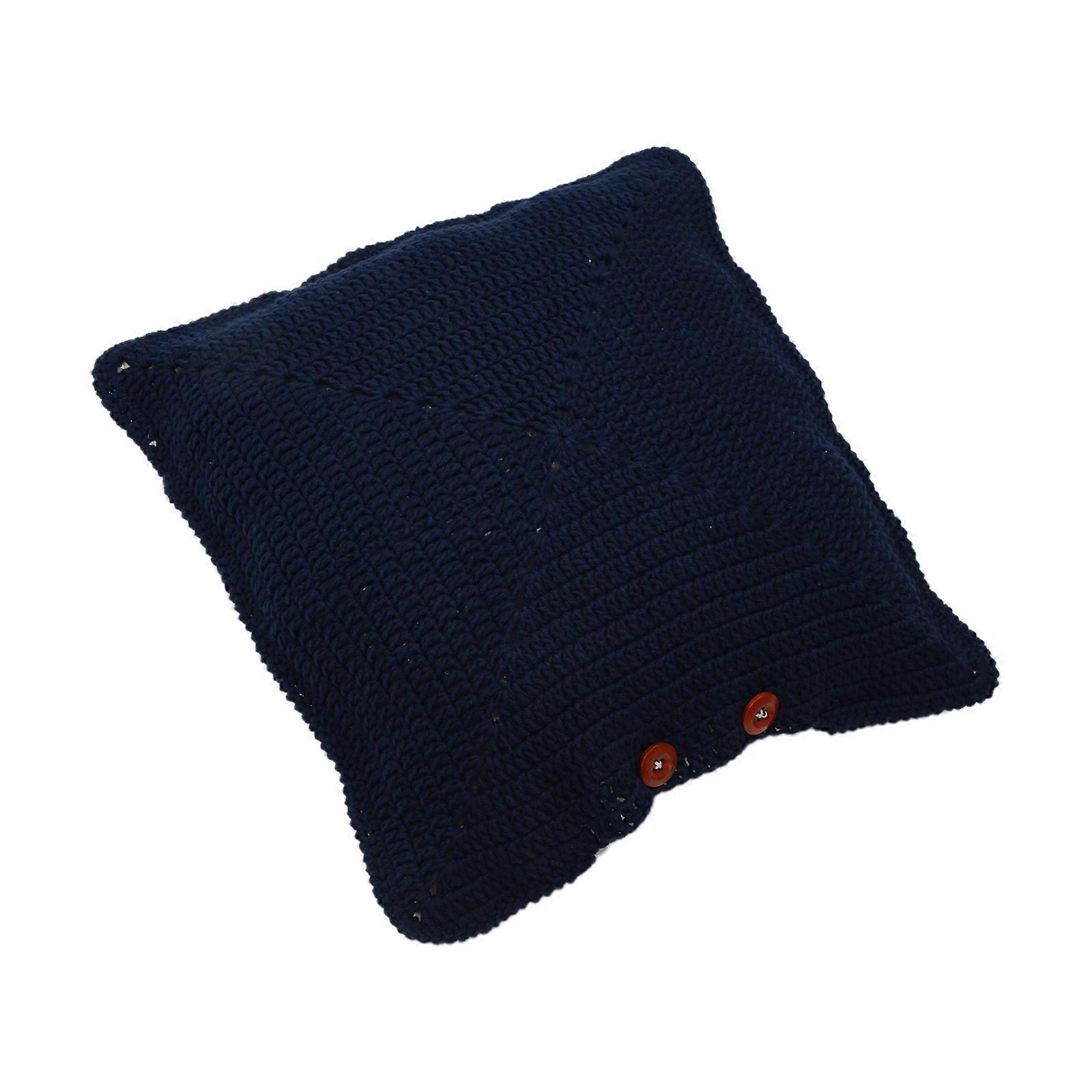 自由奔放に生きる牧歌的なスタイルの手作りかぎ針編みの枕、ケース用マルチカラーヒマワリパターンニット装飾的な正方形のクッションコーブパープル