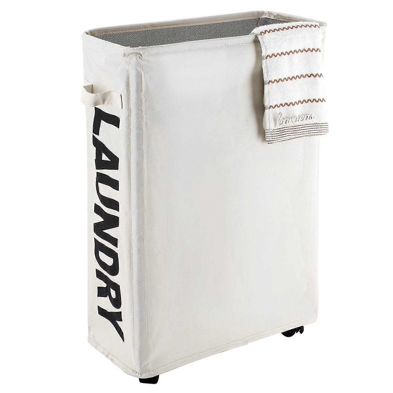 Rolling Slim Foldable Tall Thin Laundry Basket for Home Corner 22'
