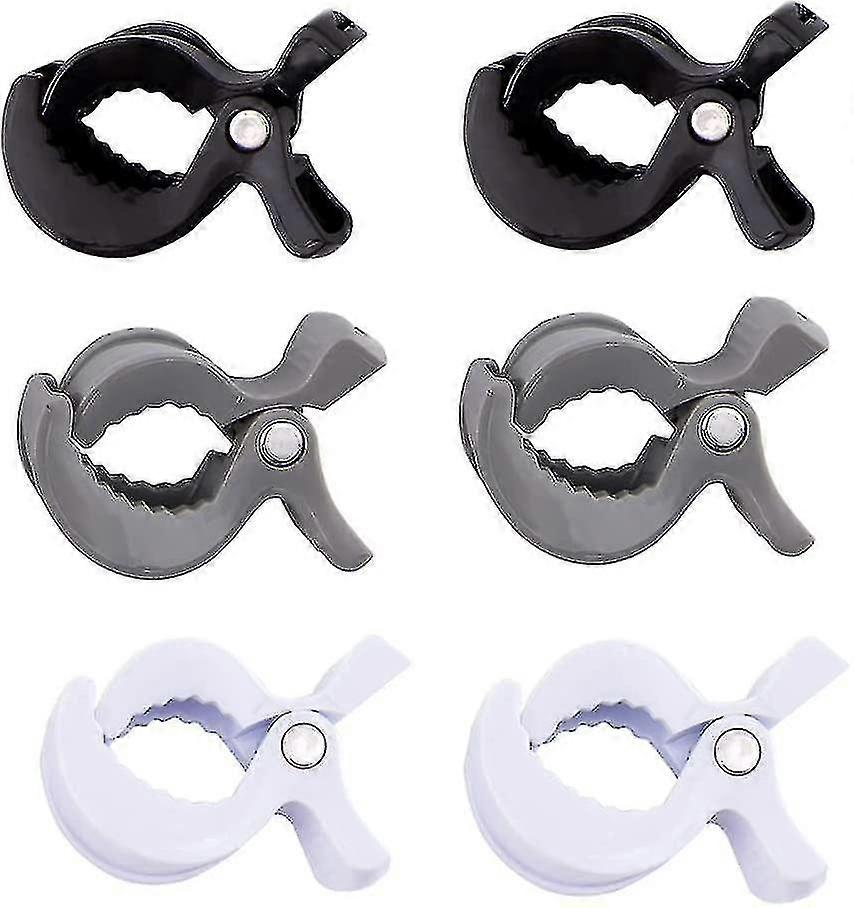 6pcs Stroller Toy Clip Holder Black/Grey/White