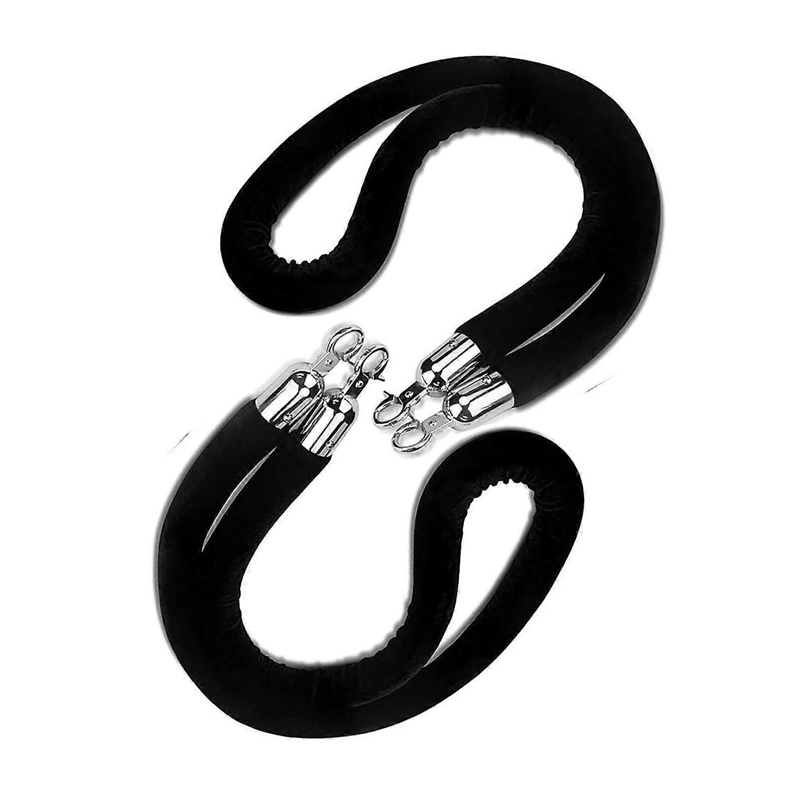 Black Luxurious Velvet Crowd Control Barriers Queue Line Rope, Commercial Stanchion Rope Safety Barriers
