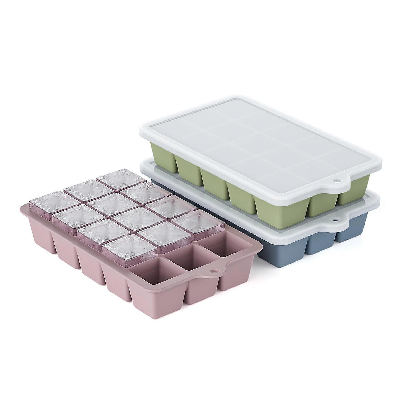 Ice cube tray for zer 3 packs, silicone ice cube molds with removable lid for whiskey, food, BPA , easy version style