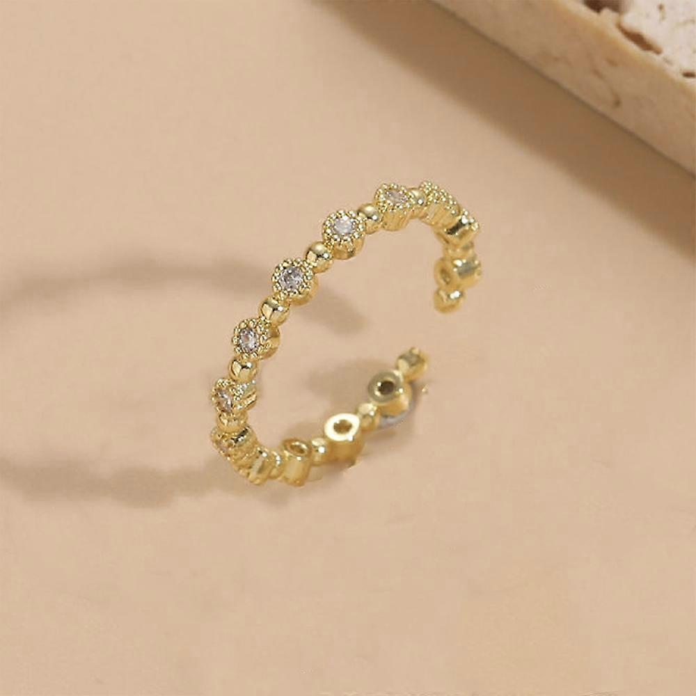 Copper Beaded Stitching Open Type Rings