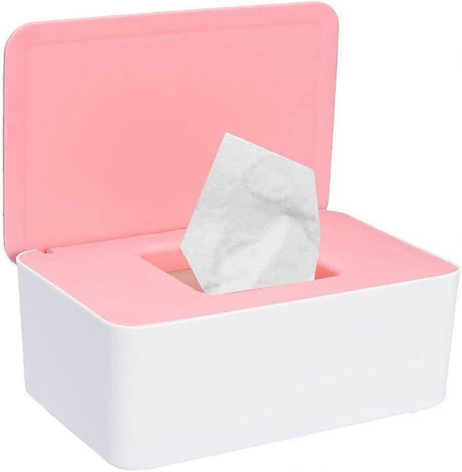 White+Pink Plastic Tissue Box - Dustproof Seal Tissue Holder
