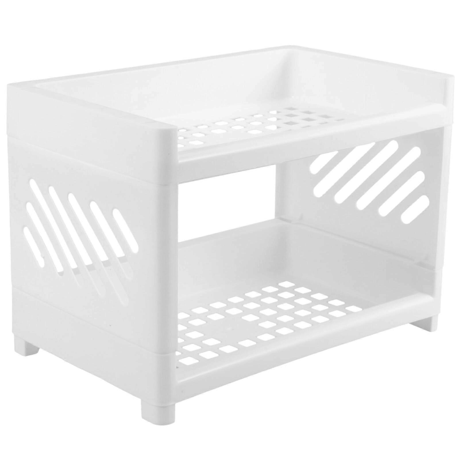 Desk Storage Rack with Top Shelf, Plastic Bathroom and Bedroom Organizer, Corner Shelf for Countertop Use, Multi-functional Storage Tray
