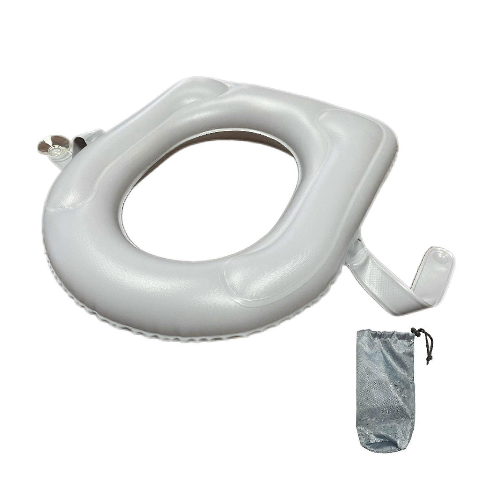 Uppblåsbar toalettsitsdyna för äldre med sugpropp - Tjockt och varmt överdrag till toalettsitsdynan