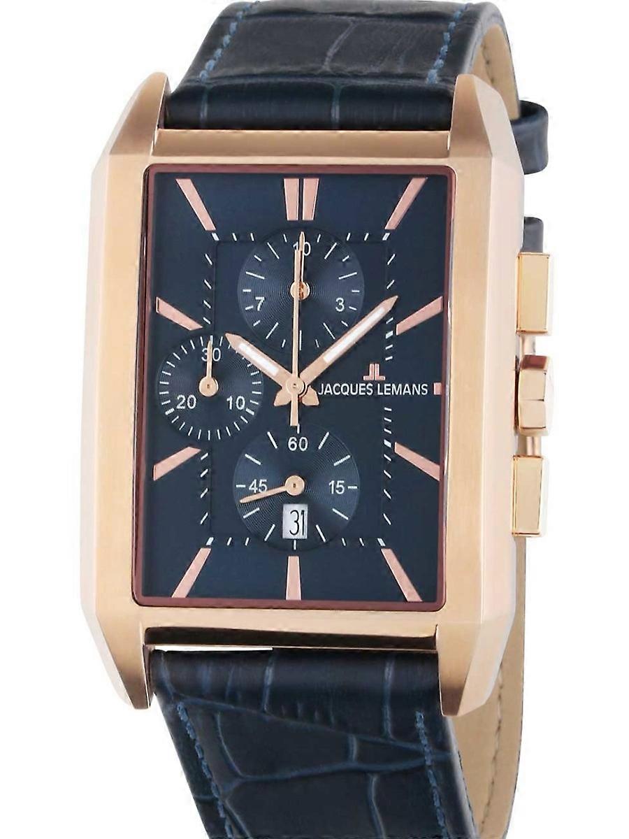 Jacques Lemans Herrenuhr aus blauem Echtleder 1-2161.1G