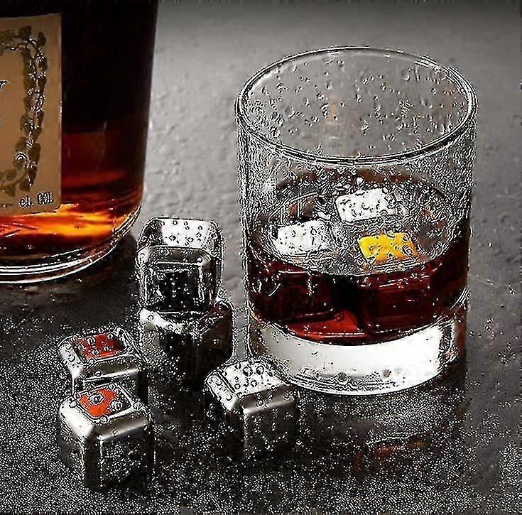 Beverage Tubs Chillers 304 Stainless Steel Ice Cube Reusable Chilling Stones For Whiskey Wine Drink Cold Metal Chillers
