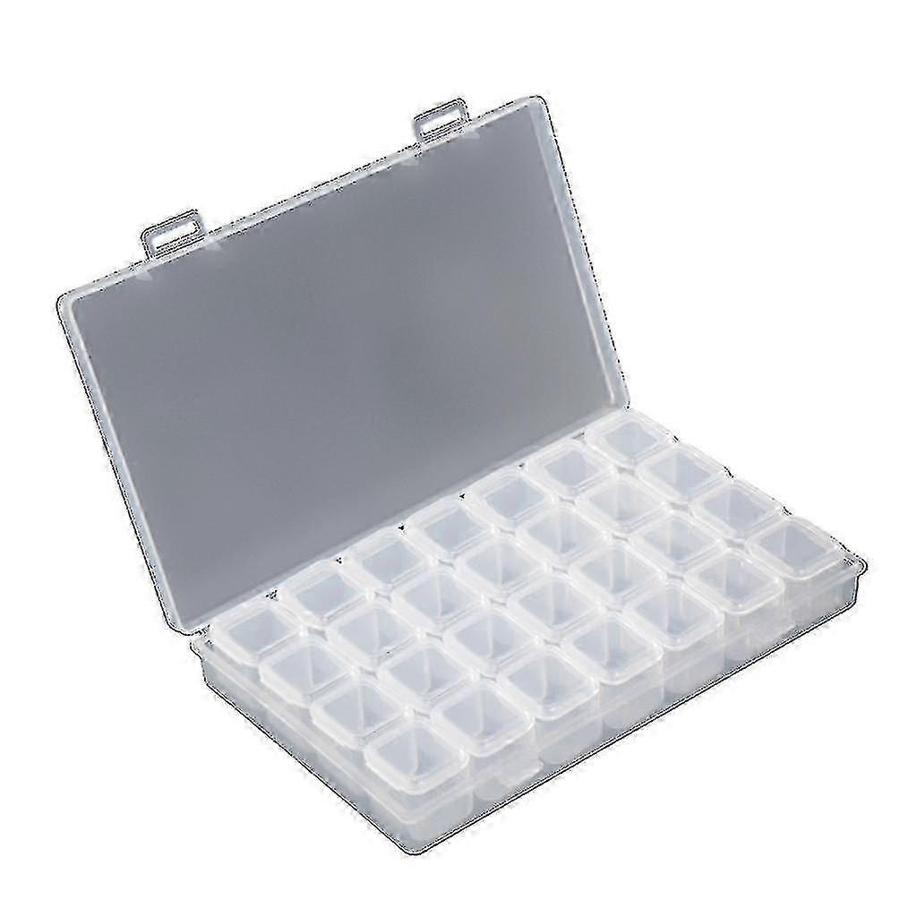 Jewelry Organizer Clear Bead Container 28 Compartments Removable Storage Box