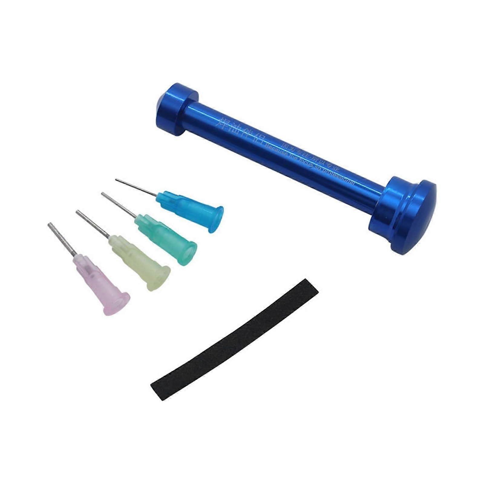 Aluminum Alloy Manual Syringe Dispenser with 4 Replaceable Syringes for Solder Flux Paste and UV Solder Mask Ink