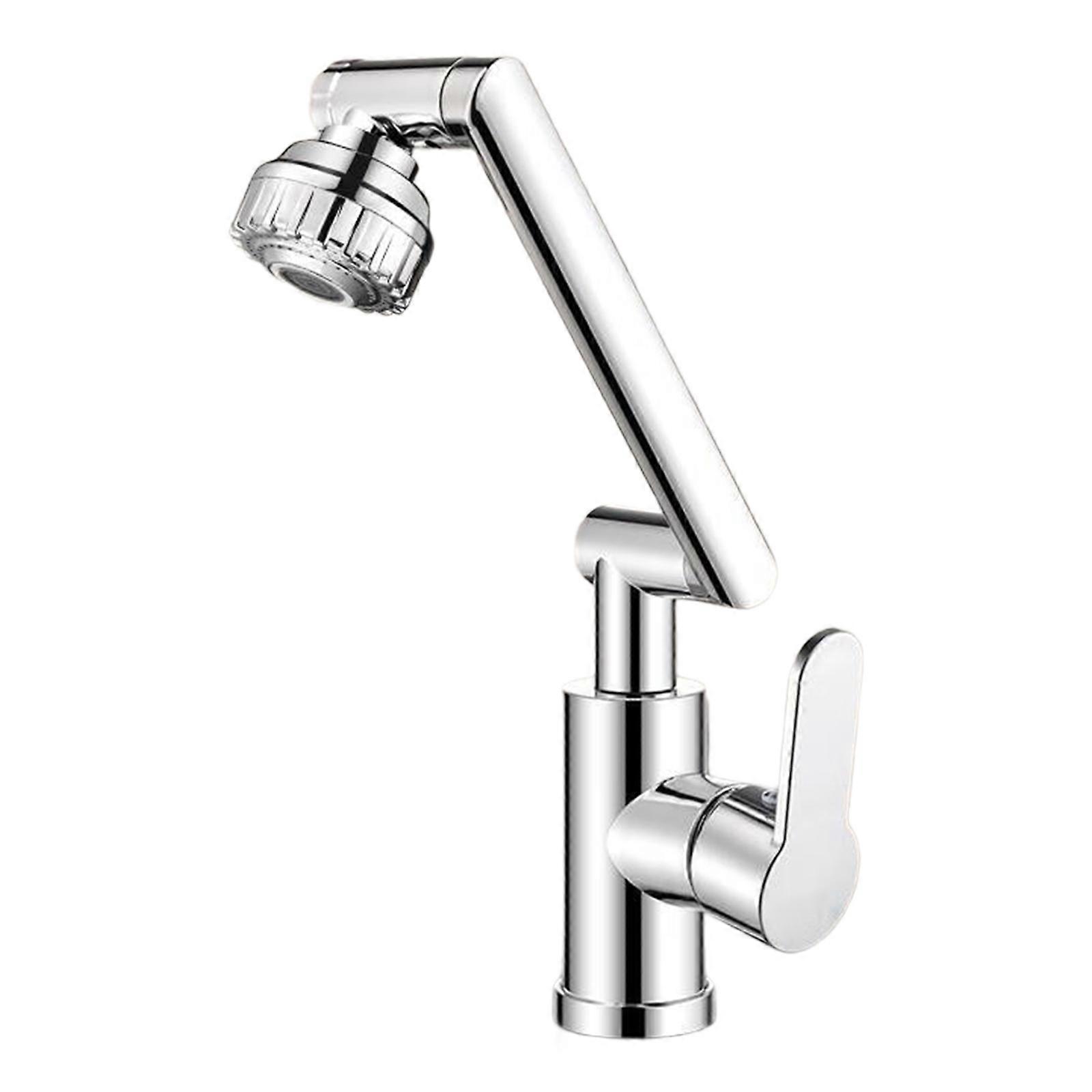 Multipurpose 1080 Degree Swivels Bathroom Faucet Single Hole Elegant Vanities Faucet With Double Function Sprayer silver