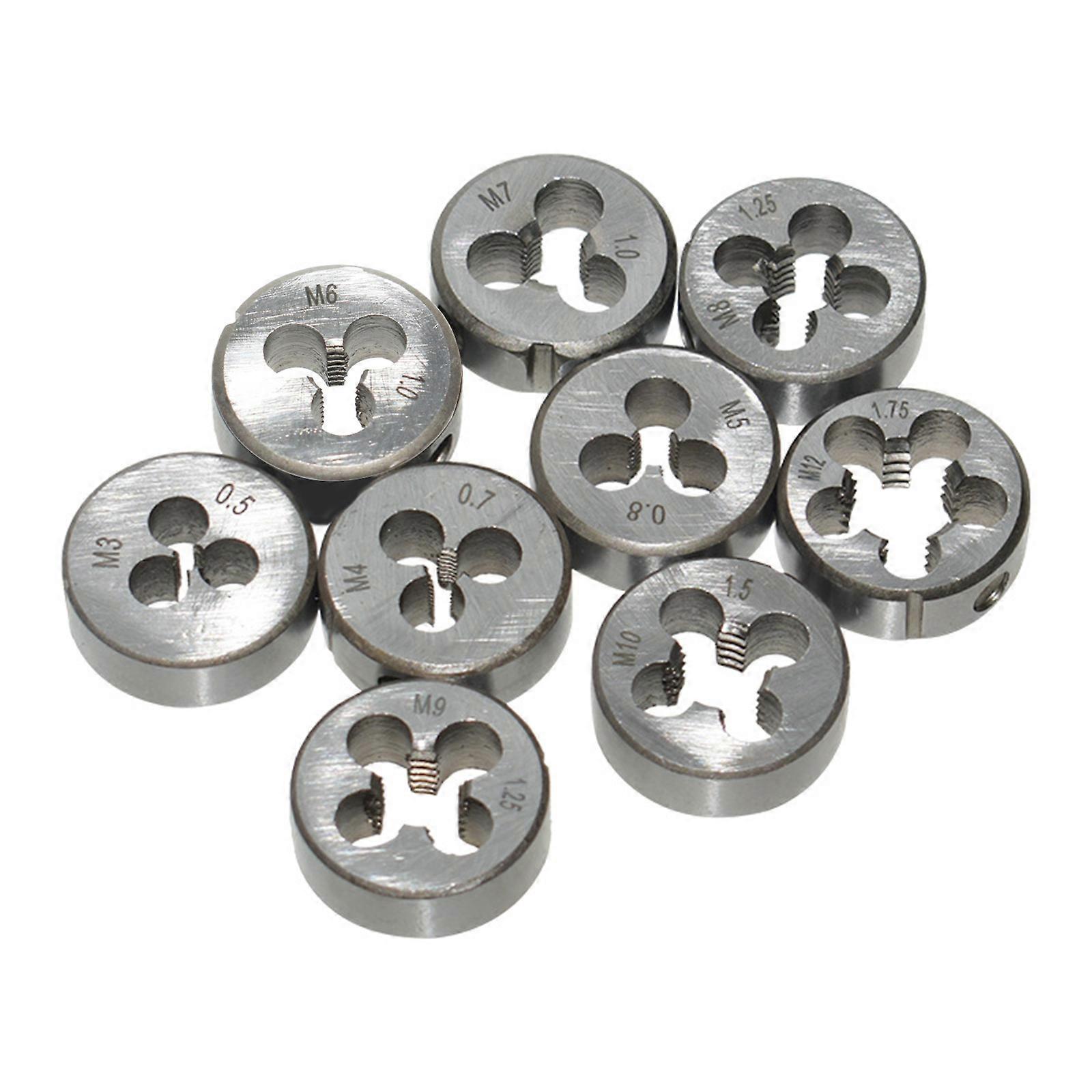 Precise 9Pieces Heat Resistant Metric Hand Thread Die Set Mechanical Maintenance Tool for Metal Fabrication Tasks