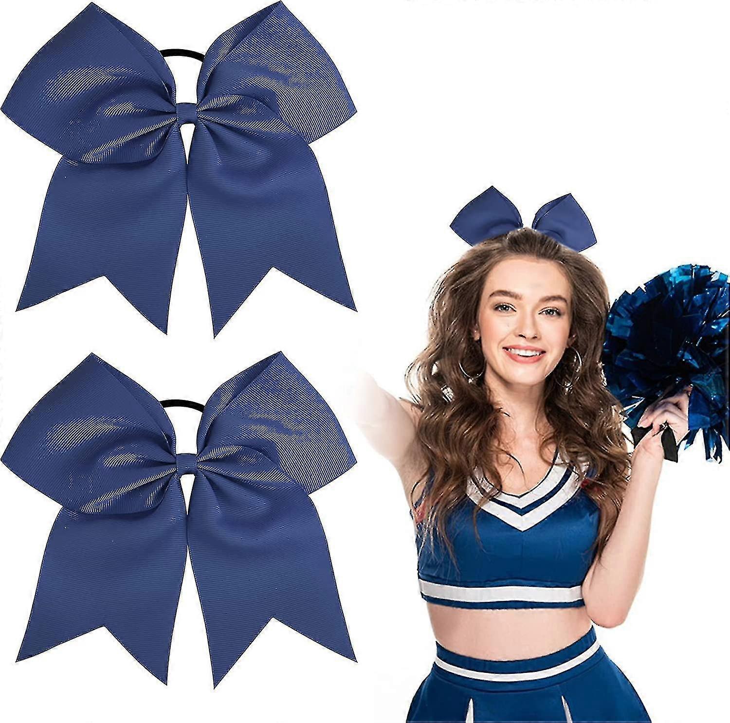 Laços de Cheer Grandes de 8 Polegadas 2 Pack com Suportes de Rabo de Cavalo e Bandas Elásticas