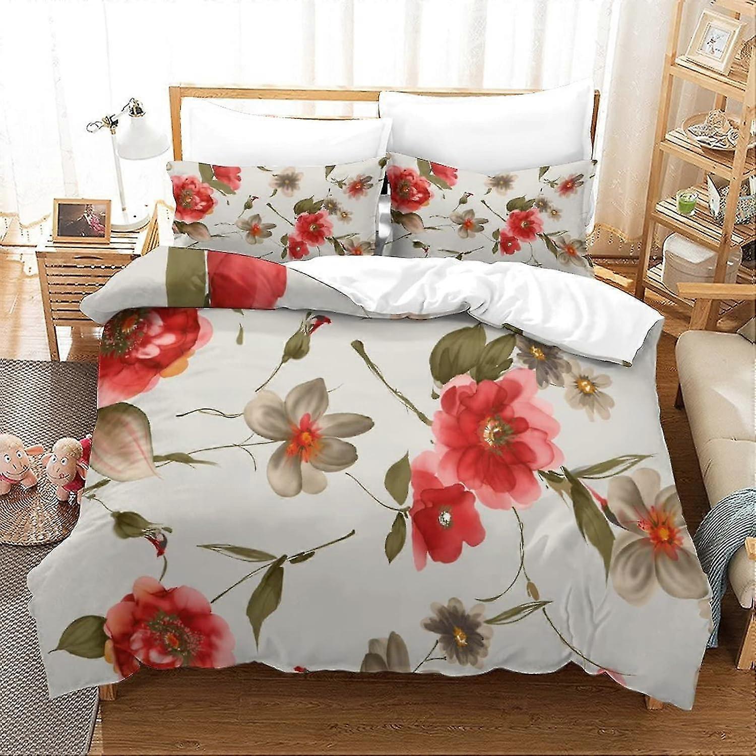 Conjuntos de cama de flores e plantas 3D para adultos e crianças com capas de edredão com zíper e capas de edredom de microfibra macia