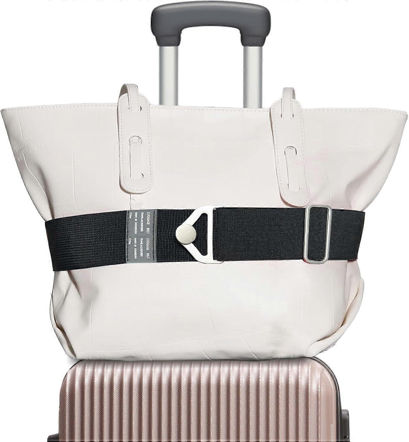 Luggage Straps for Suitcases, Adjustable Elastic Travel Belt with Alloy Buckle, 2-in-1 Over Handle Bag Strap for Airport Trips