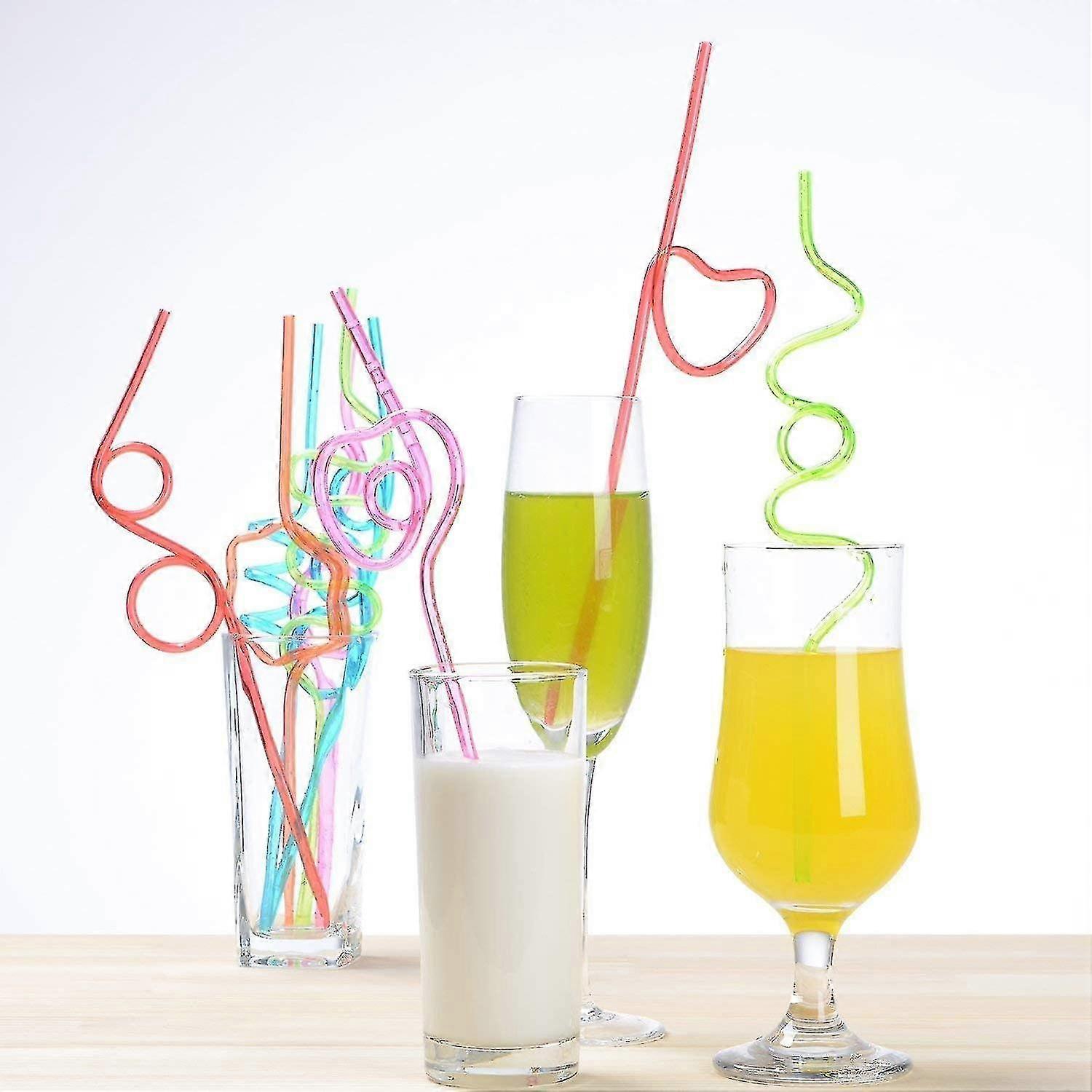 Colorful Reusable Plastic Straws for Creative Party Beverages