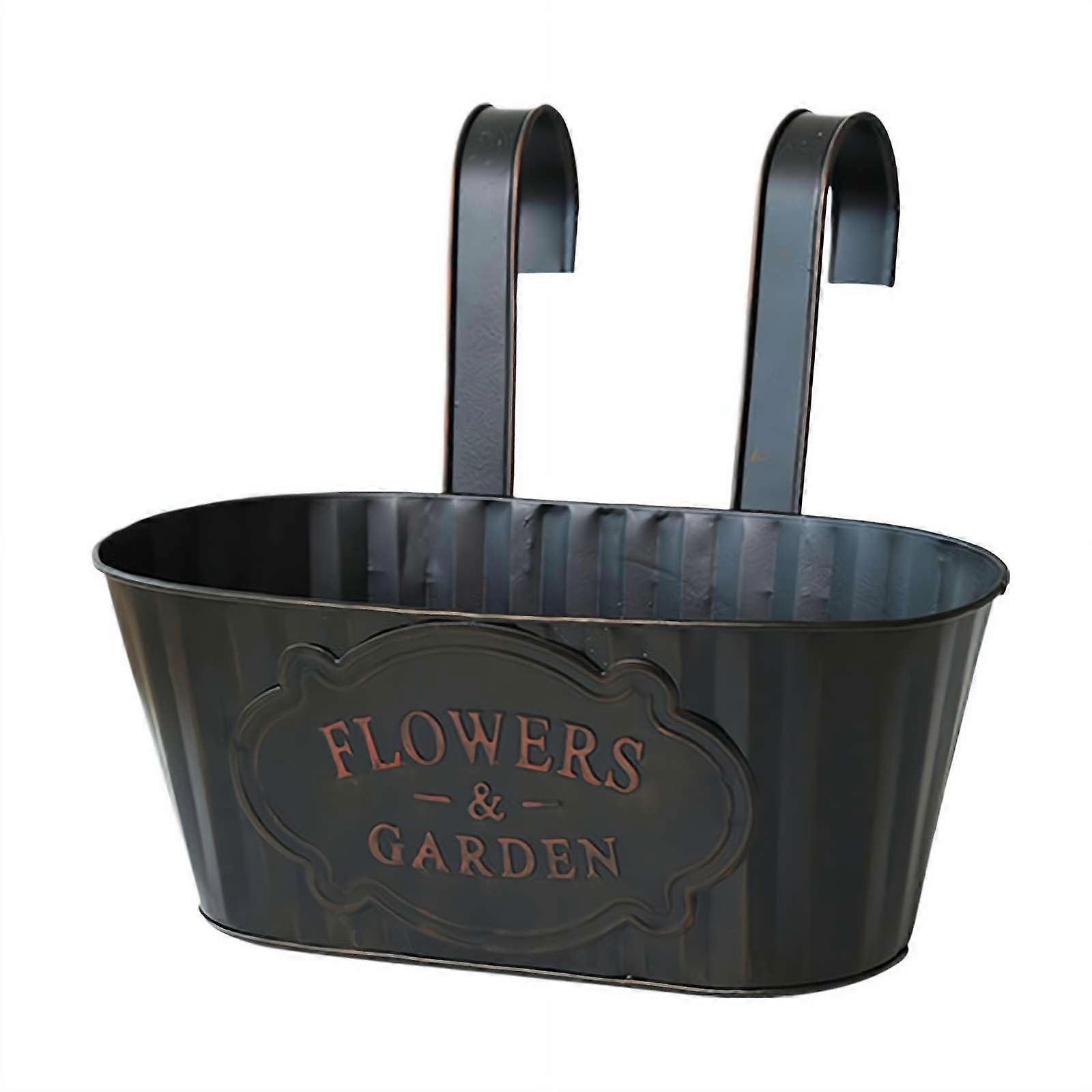 Hanging iron flower pots for fences  balcony – Removable hooks  drainage