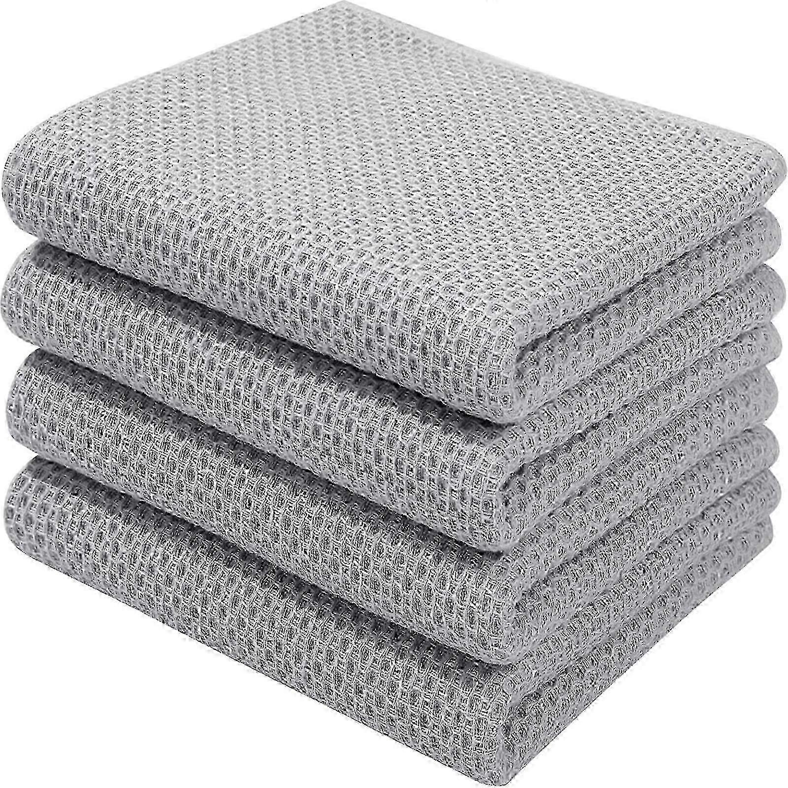 6-pack 34*73cm Light gray 100% Tea Towels With Hanging Loop For Kitchen Dish Clean