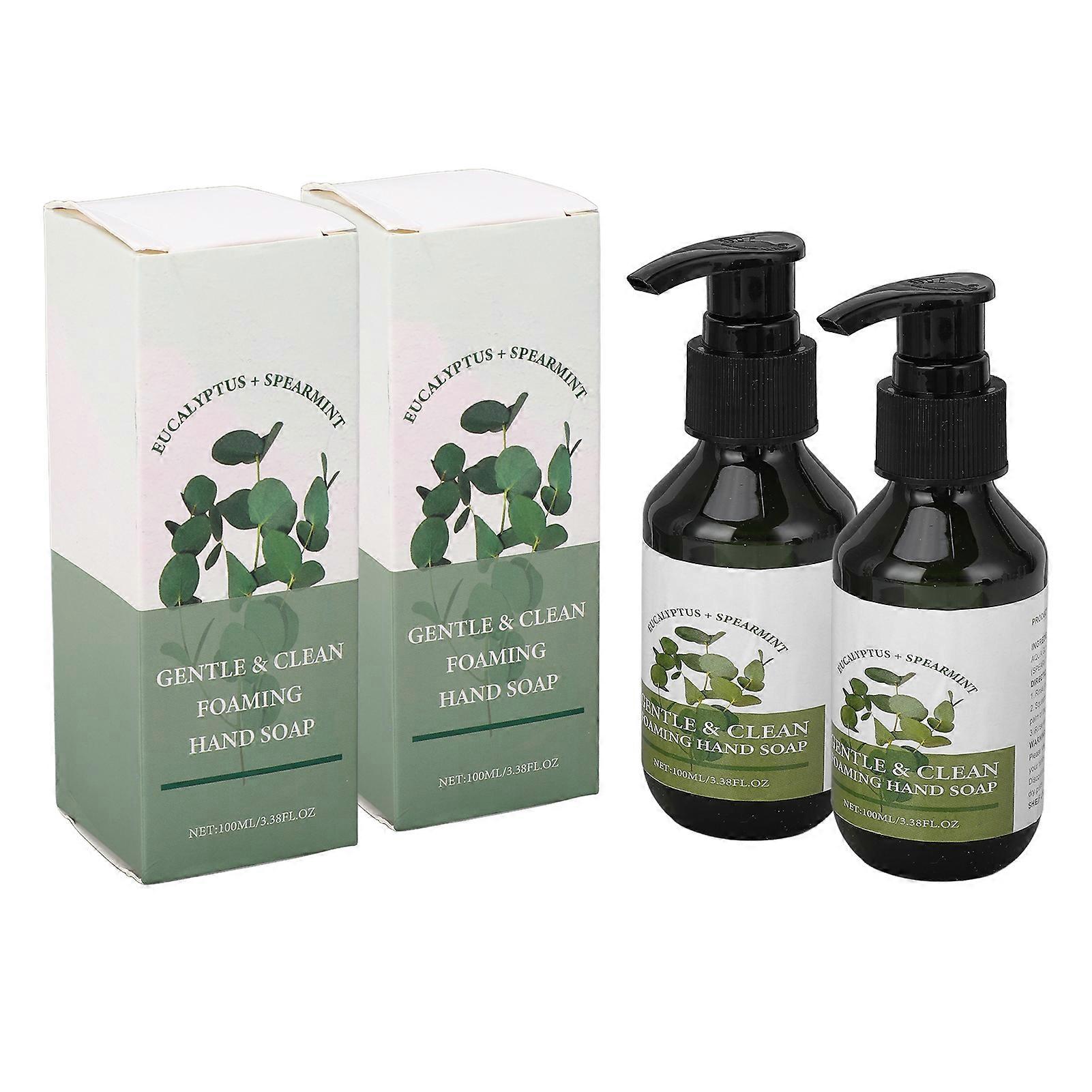 2 Pcs 100ml Foaming Hand Soap Eucalyptus Spearmint Gentle Cleaning Moisturizing Foam Hand Wash