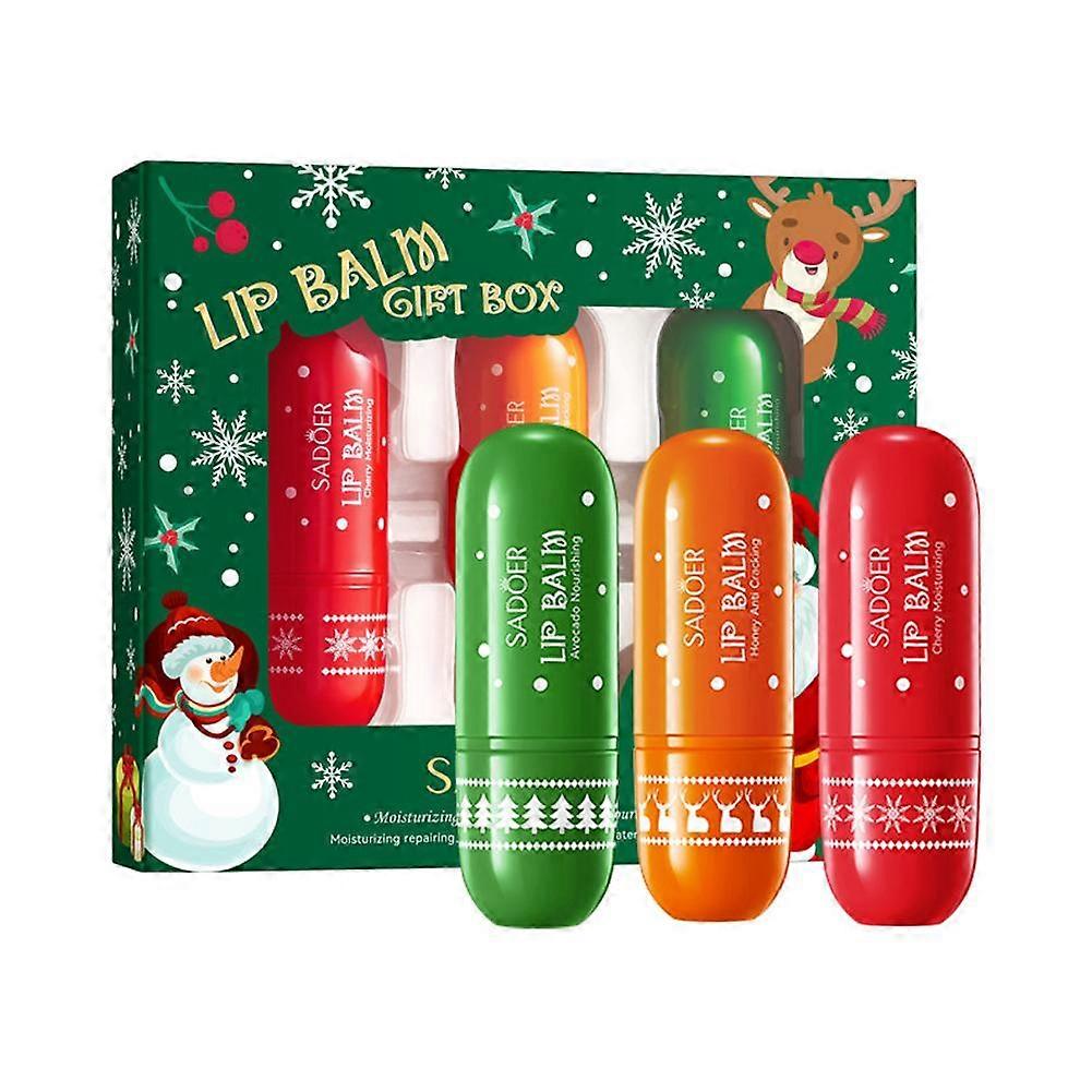3.8g+3.8g+3.8g(A)$SADOER Christmas lip balm gift box autumn and winter anti-drying lip balm gift box