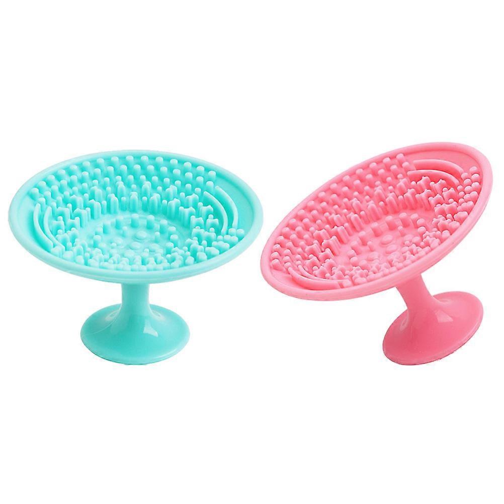 2pcs Silicone Brush Cleaning Mat Makeup Scrubber Tool for Washing Brushes