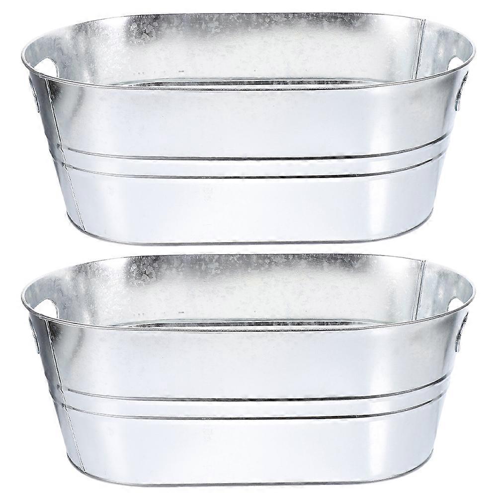 Rust-Resistant Ice Cube Bucket Galvanized Metal Simple Design For Household Users 2Pack