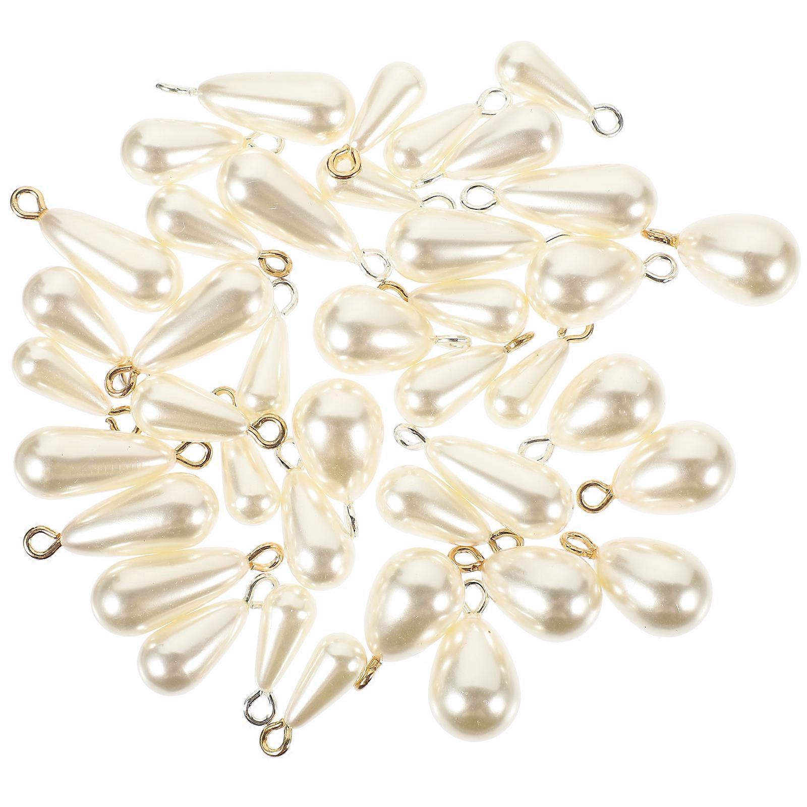 Jewelry Making Material Imitation Pearl Charms DIY Jewelry Making Pendants Assorted Color 1.1X2.2CM Pro Design 40Pcs