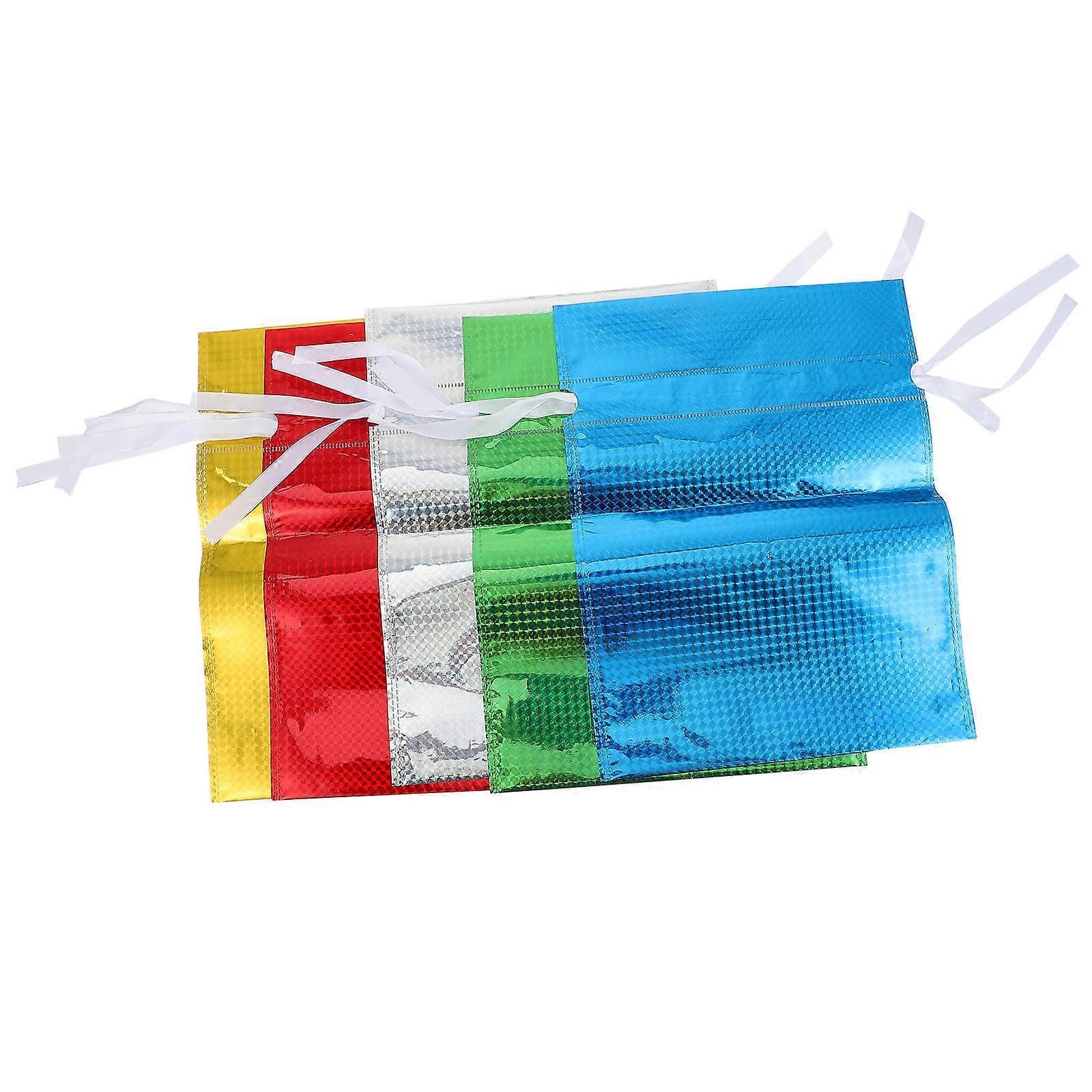 Christmas Present Bags Silver Drawstring Pouches For present Packaging 5Pcs