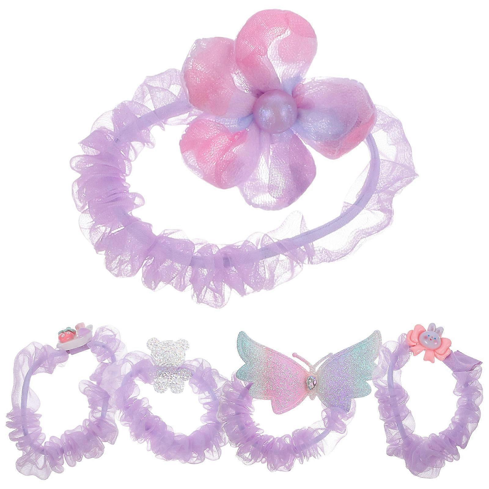 Toddler Scrunchies Fabric Hair Ties Formal Occasions Butterfly Style 5Pcs