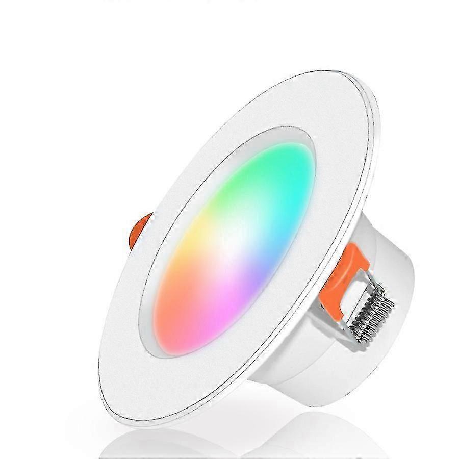 天井用4パックBluetoothスマートダウンライト、調光可能な10w LEDライトAlexa、Rgbcw + cct埋め込み式スポットライト色変更、Bluetoothi制御作業