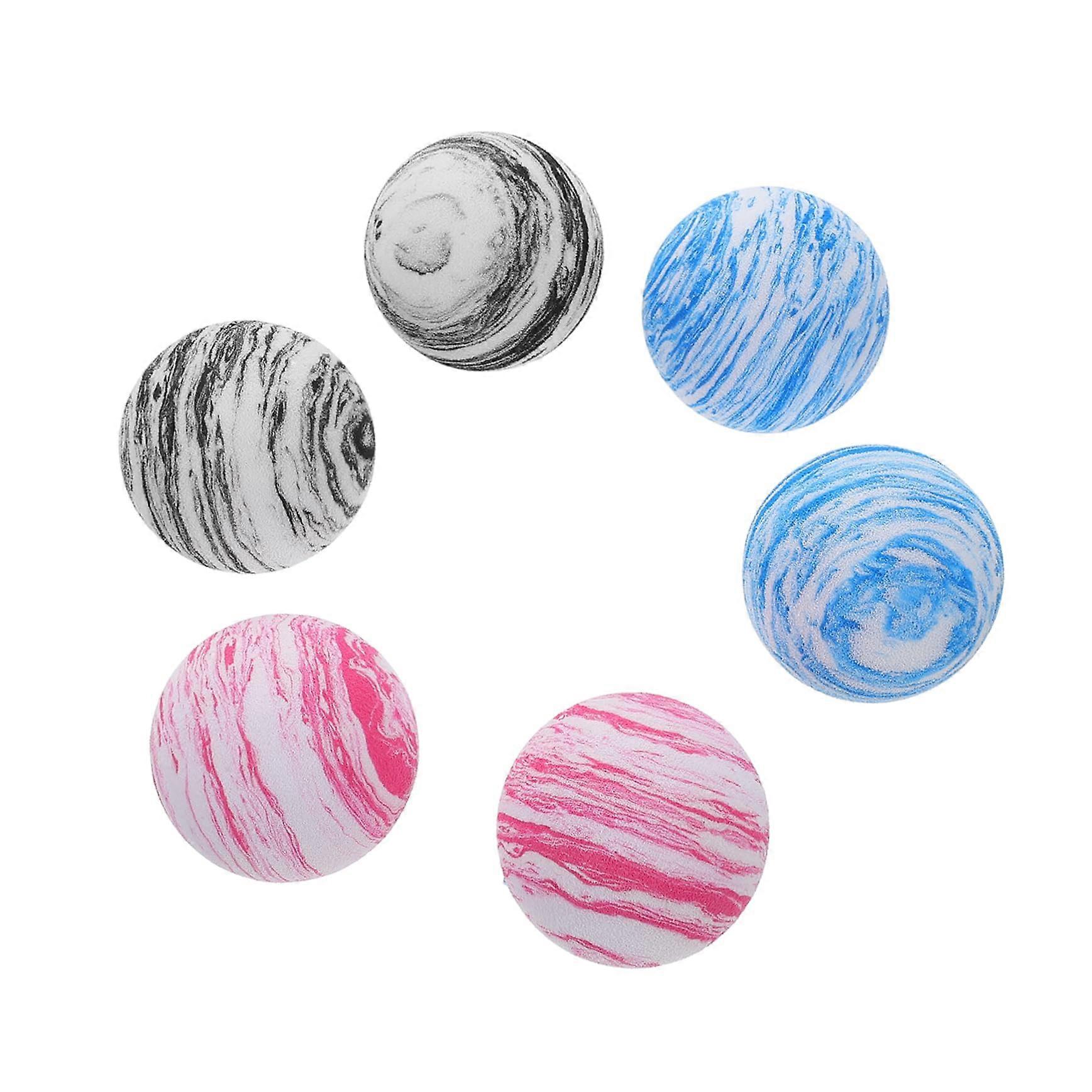 6 pieces Eva soft training balls for indoor golf exercises and pet toys multifunctional use for animals with deep blue, deep pink and white balls