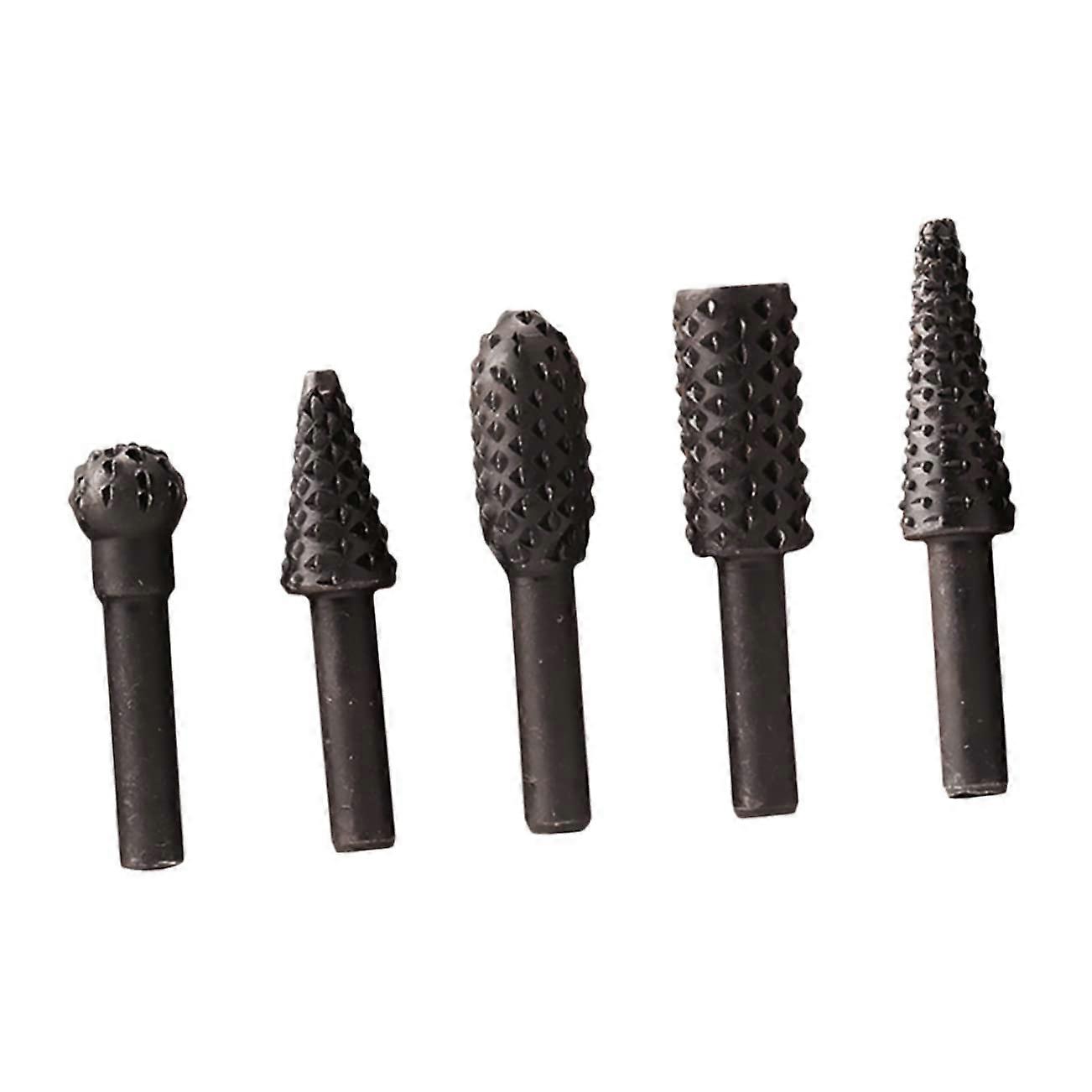 Wood Carving Files Rotary File Pack Of 5 For Drills Polishing Tool Black Finish Woodworking Rasps Chisel File