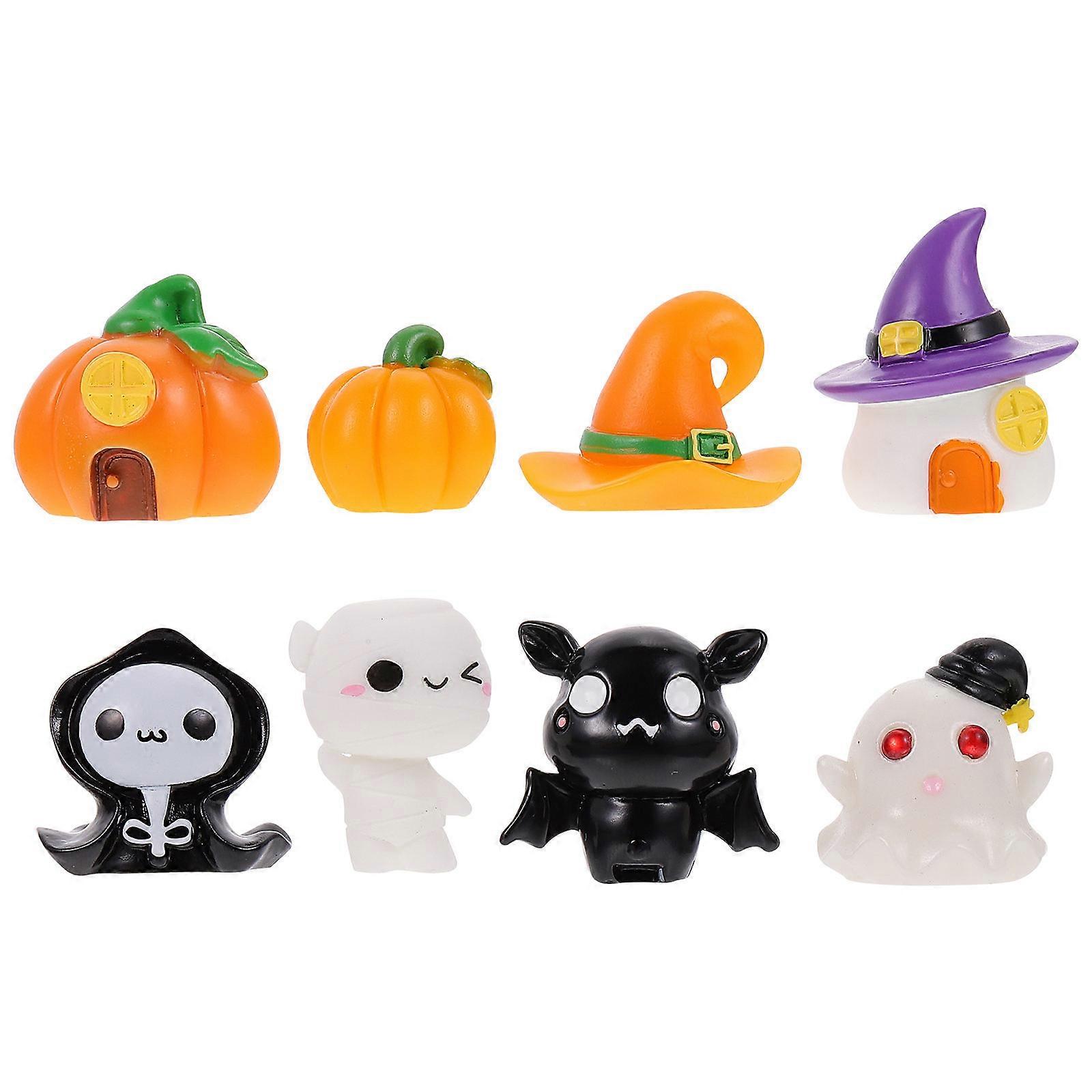 Halloween Micro Landscape Ornaments 8PCS Creative Resin Ghost & Vampire Figurines for Home Decoration, DIY Mini Garden & Party Props
