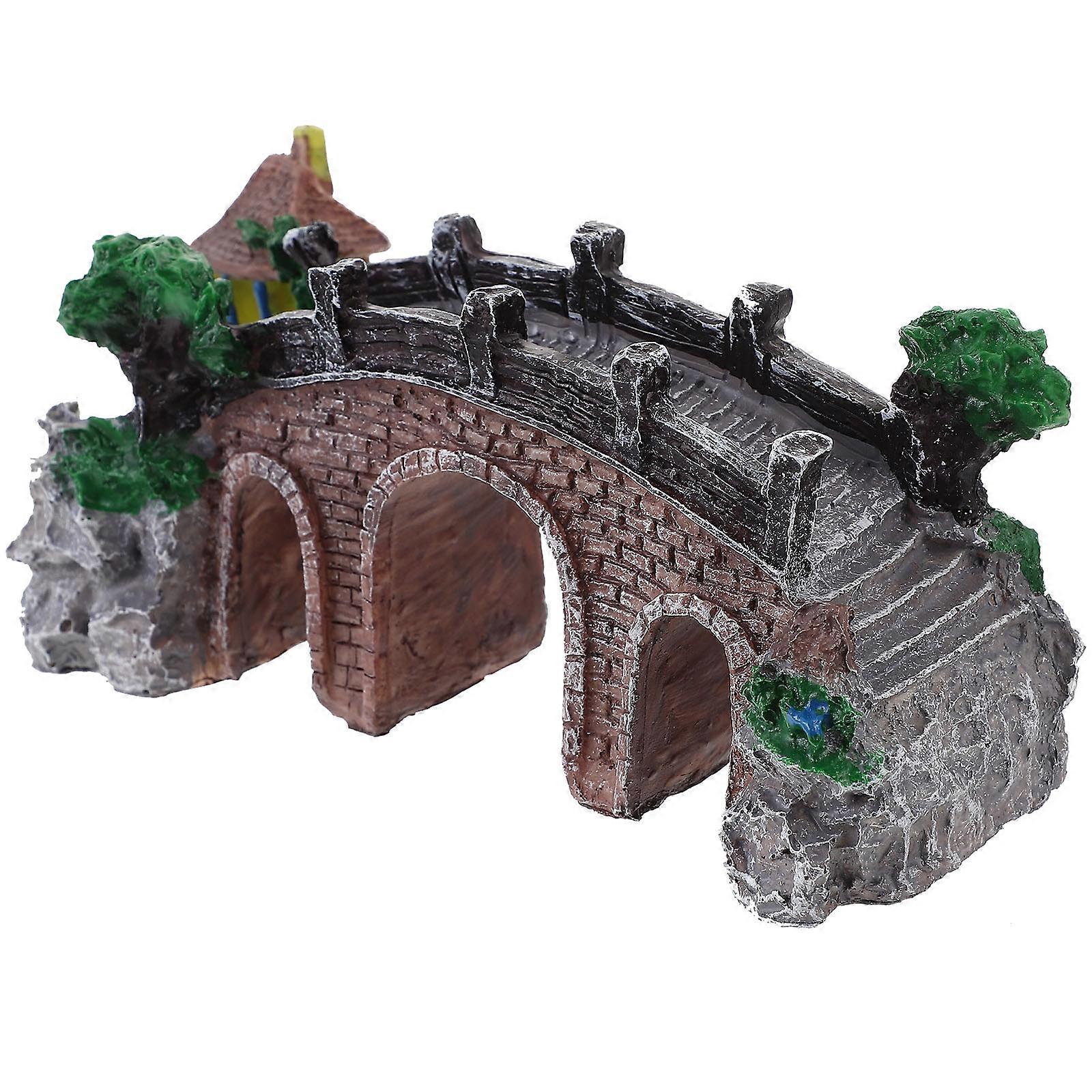 Simulation Bridge Aquarium Decoration Lifelike Shape 7.07X3.93X3.14inch 1Set