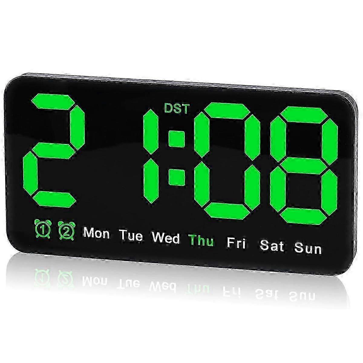 Digital Wall Clock, 9.5 Inch, LED Alarm Clock with Large Digits, Dual Alarm, Suitable for Living Room and Bedrooms