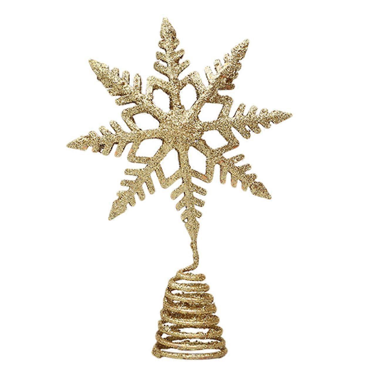 Christmas Tree Topper Snowflake Ornament Iron Handcrafted Lightweight Gold