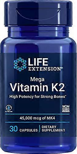 Life Extension Mega Vitamin K2 High Potency for Strong Bones – Clinically-Studied 45 mg Dosage Promotes Healthy Bone Density – Non-GMO, Gluten-Free – 30 Capsules